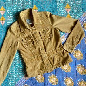 Y2K Old Navy Tan Corduroy Cropped Utility Jacket - Size XS
